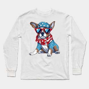 Patriotic Dog, 4th of July Design Long Sleeve T-Shirt